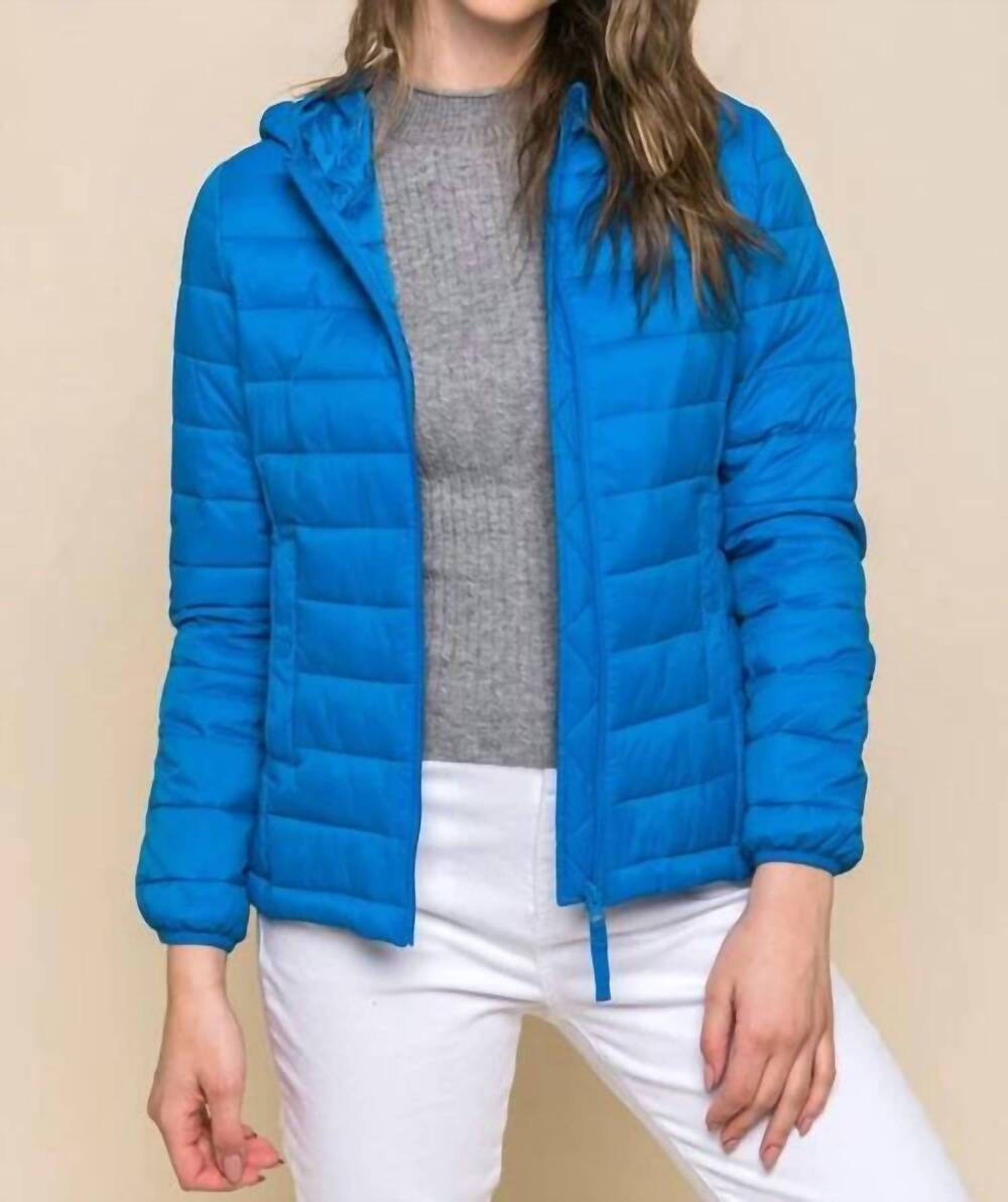 NEW LOVE TREE zip up puffer jacket in blue